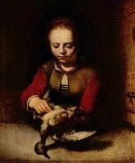 FABRITIUS, Carel Young Girl Plucking a Duck oil on canvas